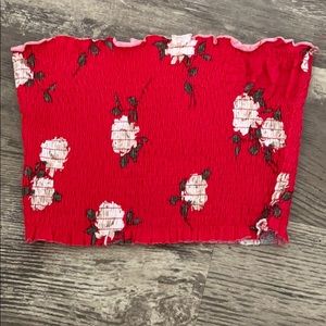 Red Floral Tube Top